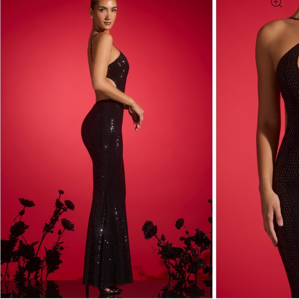 Oh Polly Black Embellished Halter Dress - Picture 4 of 5